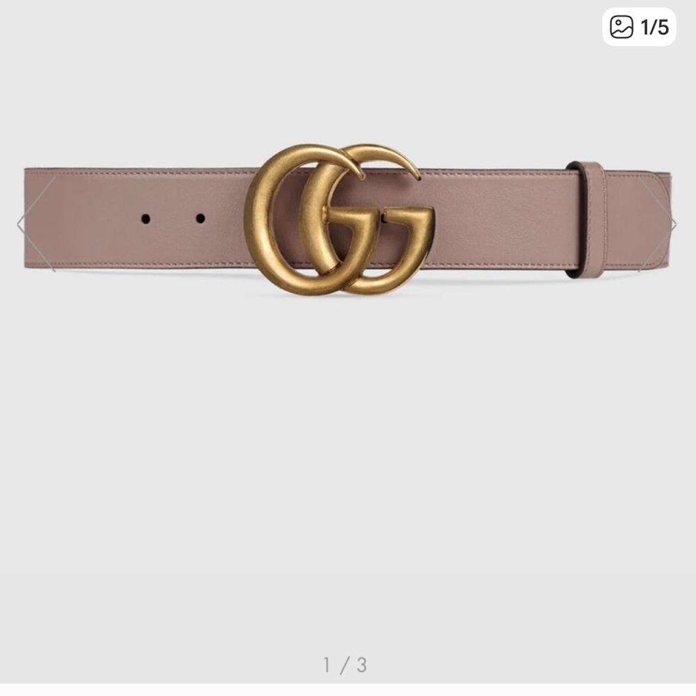 Gucci Pink Leather Belt with Gold Buckle